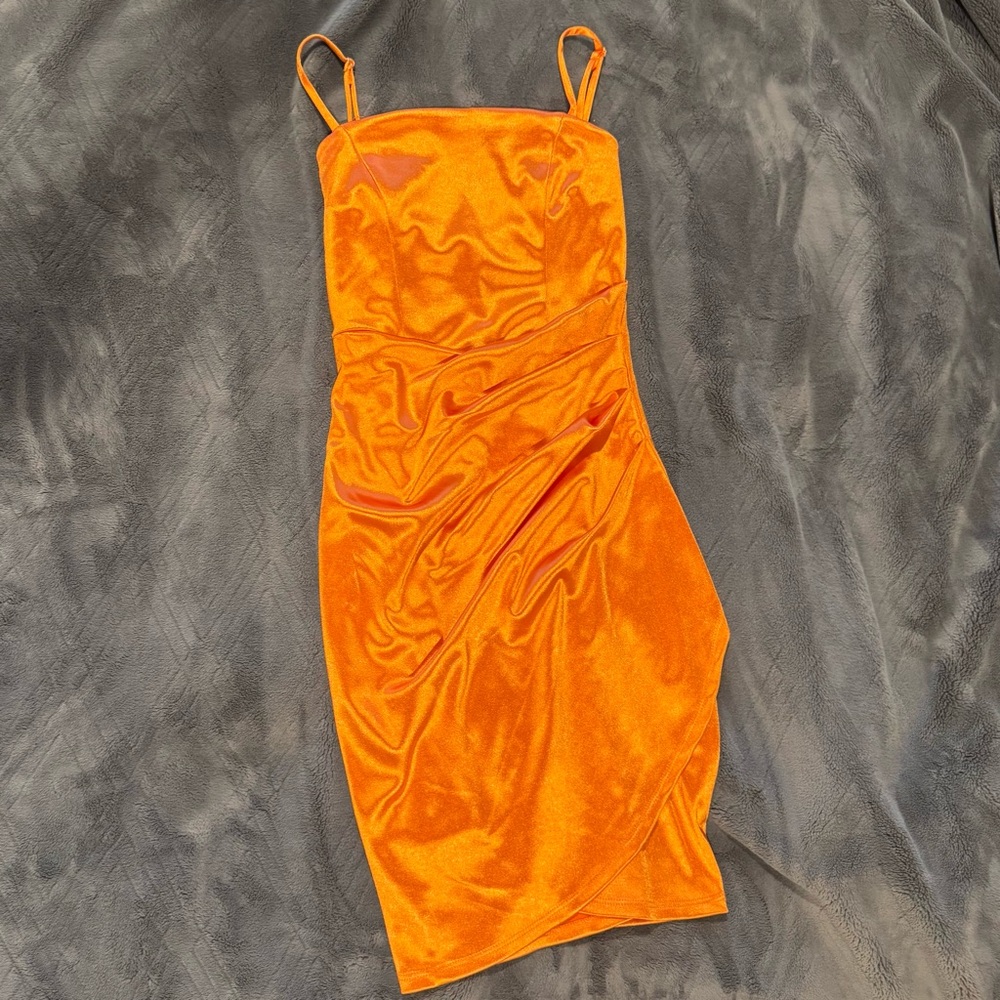 Honey and Rosie Radiant Orange Satin Dress